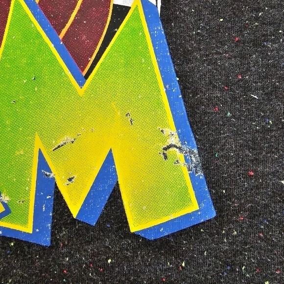 Space Jams Short Sleeve T-Shirt Size L Black Speckled Graphic Tee Bugs Daffy - Picture 7 of 8